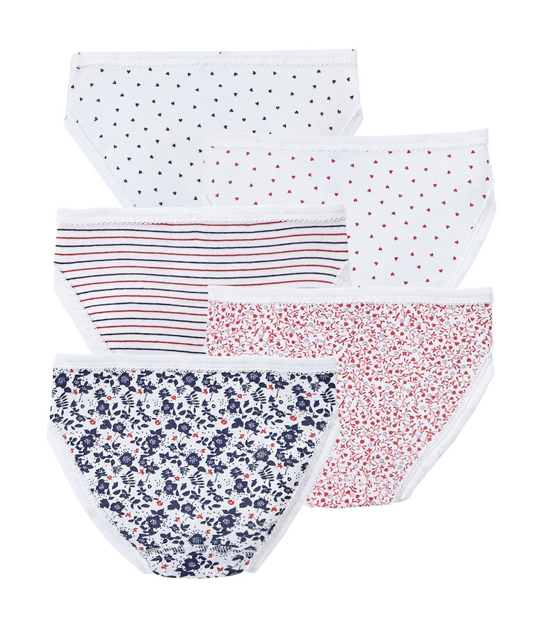Set of 5 girls' panties white