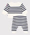 Babies' 2-piece stripy knit Breton top outfit MARSHMALLOW blue/SOIR