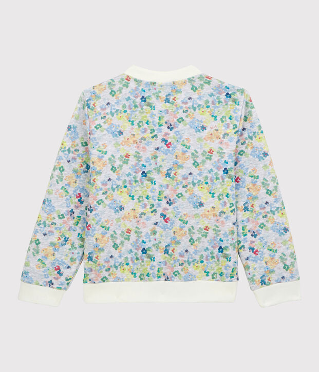 Girls' Jersey Baseball Style Cardigan grey/multicolor