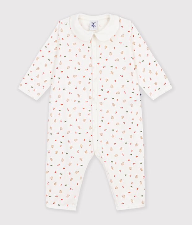 Babies' footless printed cotton pyjama suit white/multicolor