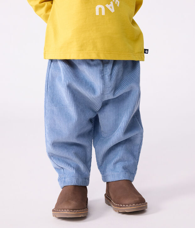 Babies' plain corduroy trousers blue