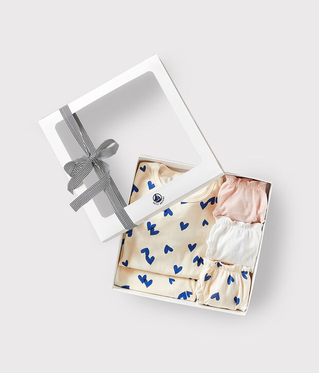 Blue heart print cotton pyjamas and briefs gift box multicolor
