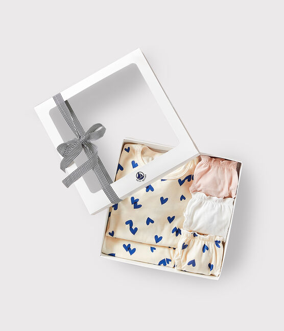 Blue heart print cotton pyjamas and briefs gift box variante 1