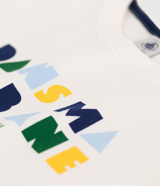 Boys' Short-Sleeved Cotton T-Shirt MARSHMALLOW white