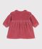 Babies' long-sleeved plain corduroy dress pink