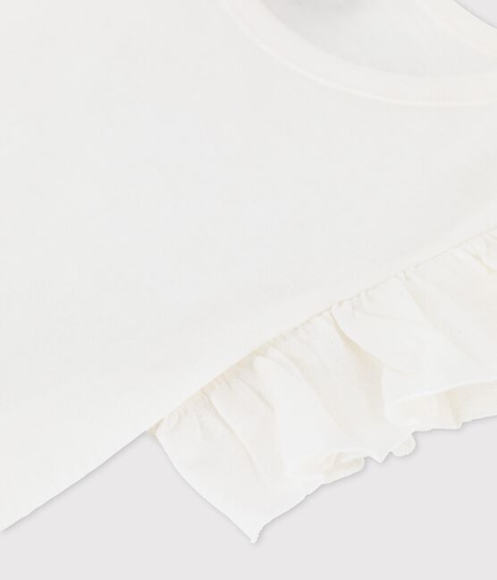 Girls' Short-Sleeved Cotton T-Shirt MARSHMALLOW white