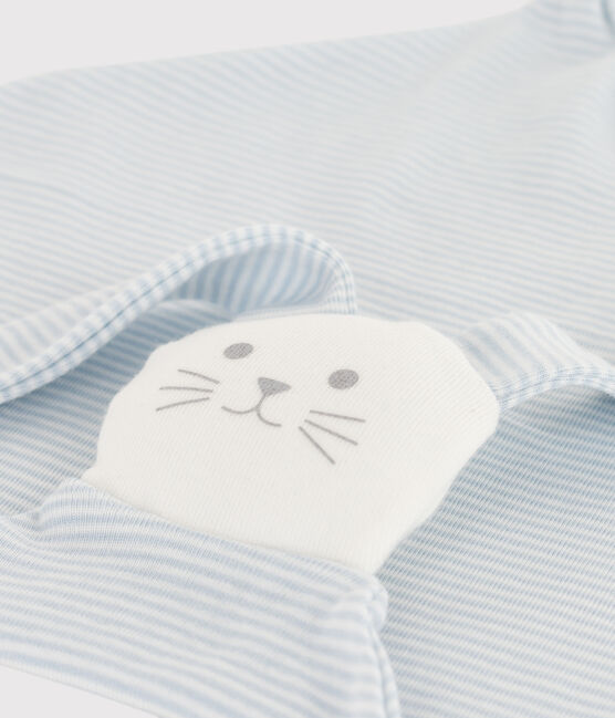 COTTON PINSTRIPED COMFORTER GOMME /MARSHMALLOW