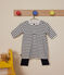 Babies' cotton dress and leggings MARSHMALLOW white/SMOKING blue
