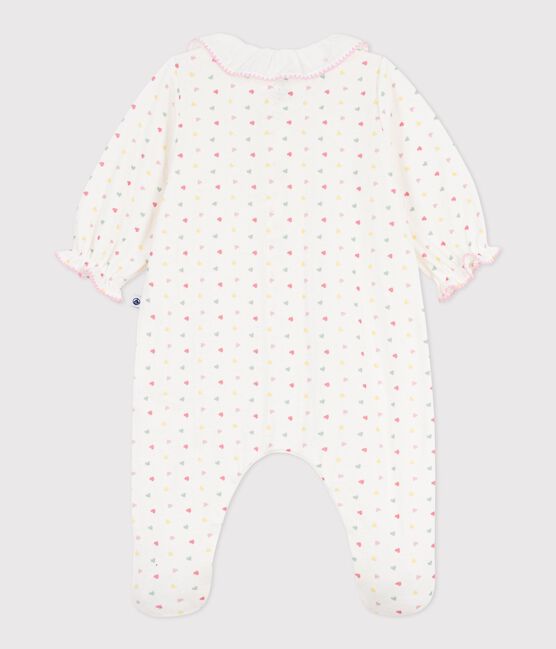 Babies' floral tube knit pyjama suit MARSHMALLOW white/MULTICO white