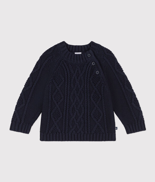 Babies' Cable Knit Cotton Pullover SMOKING