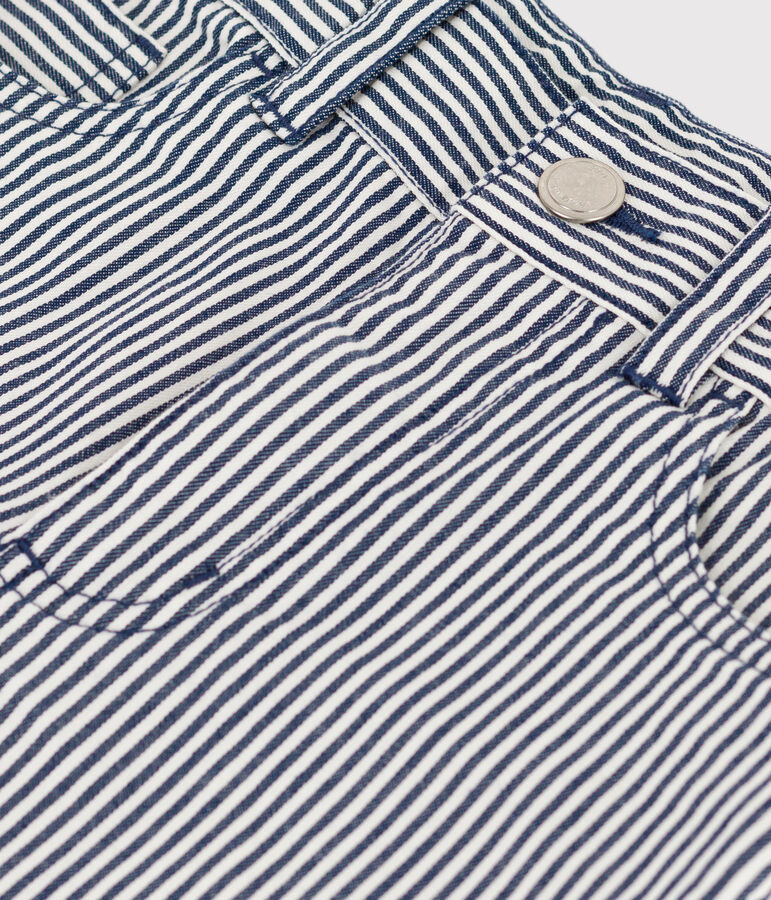 Boys' Stripy Cotton Bermuda Shorts blue/white
