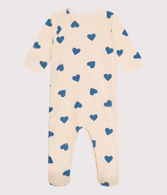 Babies' brushed fleece heart print pyjamas AVALANCHE blue/BEACH
