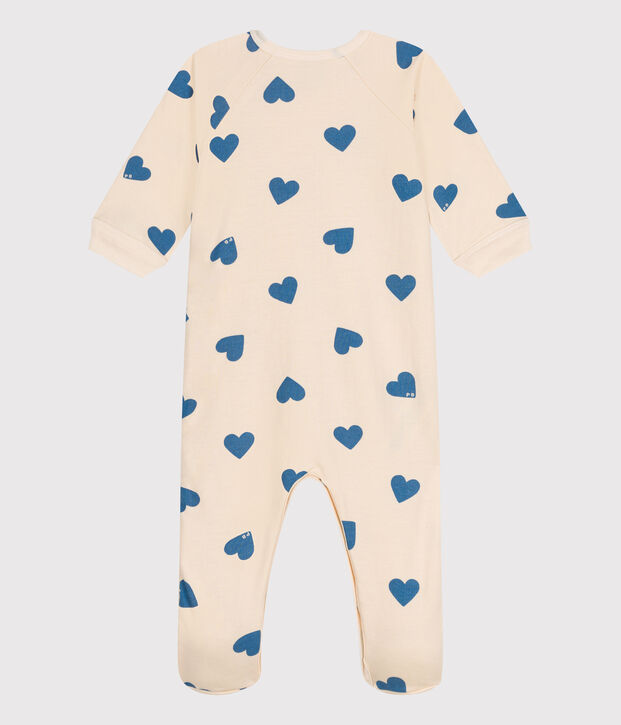 Babies' brushed fleece heart print pyjamas blue/blue