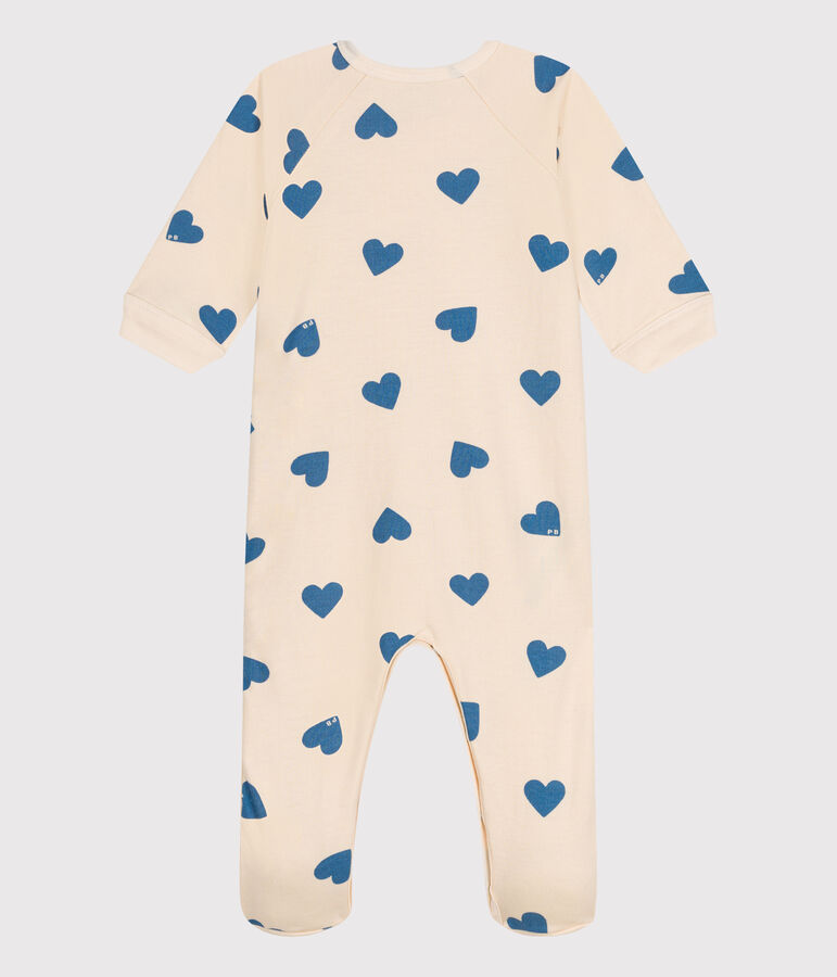 Babies' brushed fleece heart print pyjamas AVALANCHE blue/BEACH