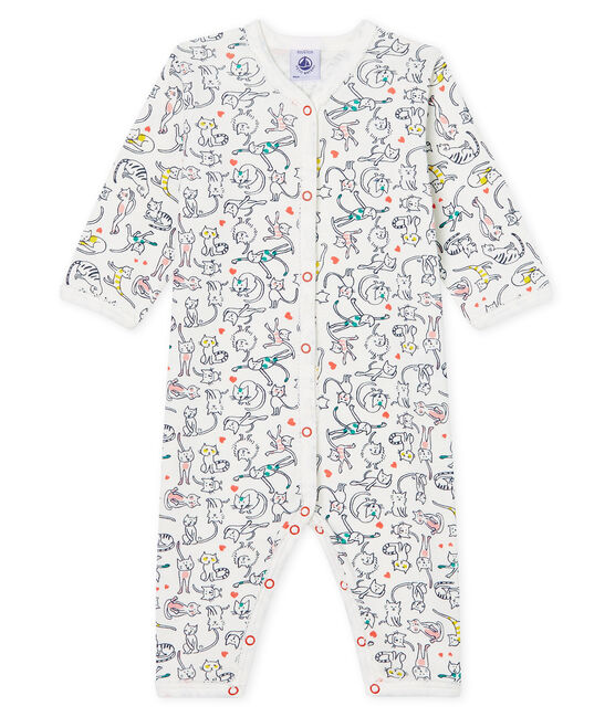 Baby Girls' Footless Ribbed Sleepsuit MARSHMALLOW white/MULTICO white