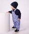 Babies' dungarees in serge with long legs and a heart print purple/multicolor