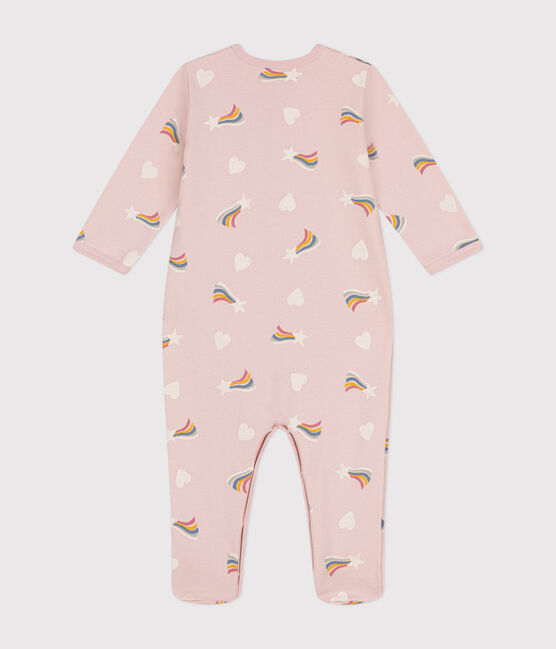 Babies' pyjama suit in star and heart print brushed fleece SALINE pink/MULTICO white