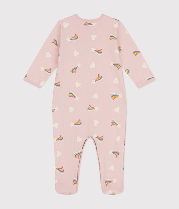 Babies' pyjama suit in star and heart print brushed fleece pink/multicolor
