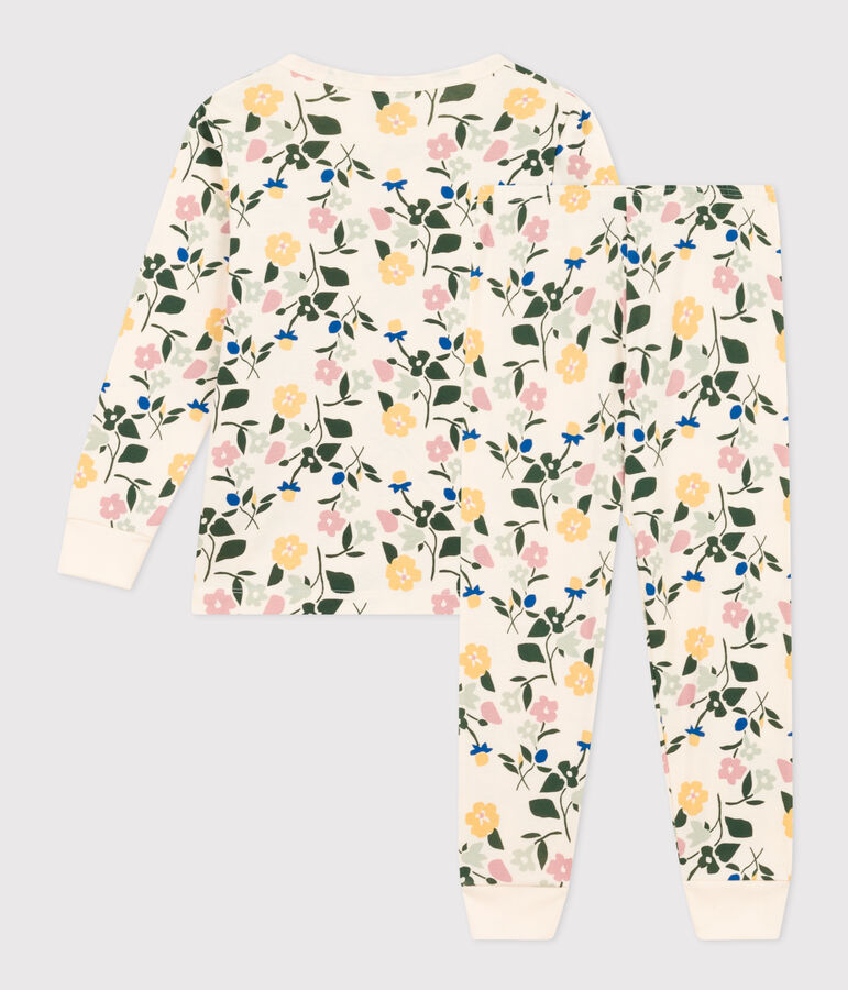 Children's Floral Print Cotton Pyjamas Ecru/multicolor