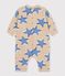 Babies' long jumpsuit in cotton with a star print beige/multicolor
