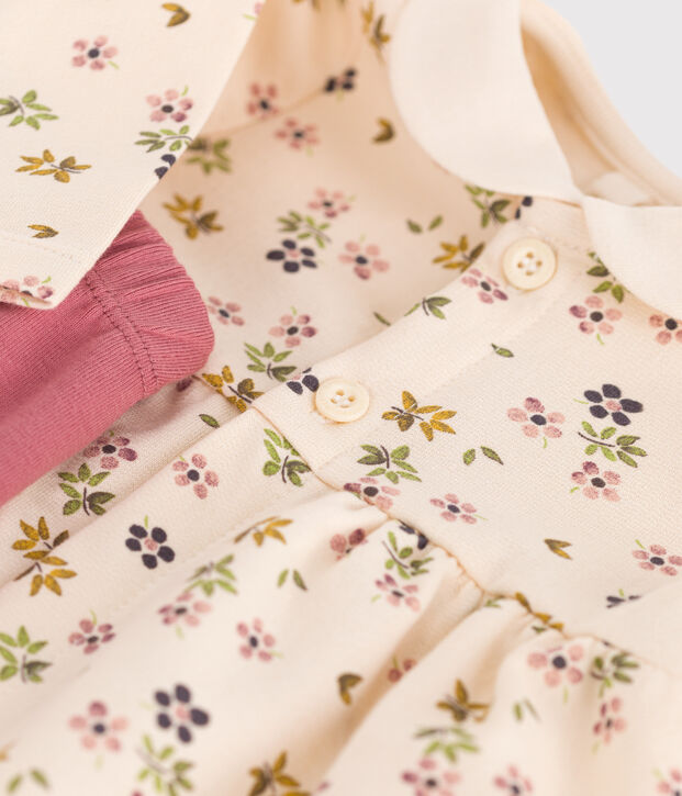 Babies' cotton dress and leggings Ecru/multicolor