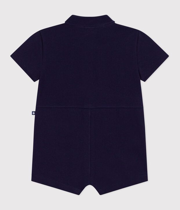 Babies' short plain cotton jumpsuit with a polo collar SOIR