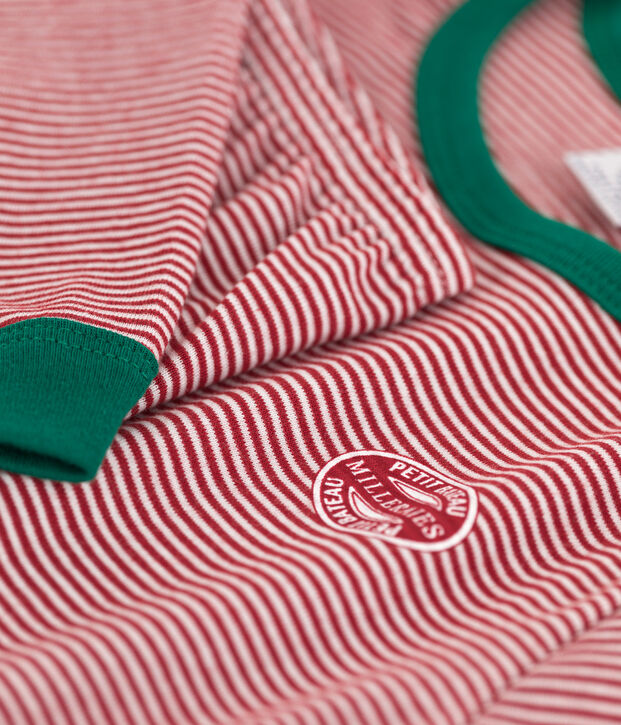 Children's Unisex Pinstriped Cotton Pyjamas red/white