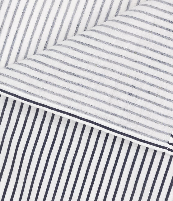 STRIPED COTTON GAUZE MUSLIN FOR BABY MARSHMALLOW white/SMOKING blue