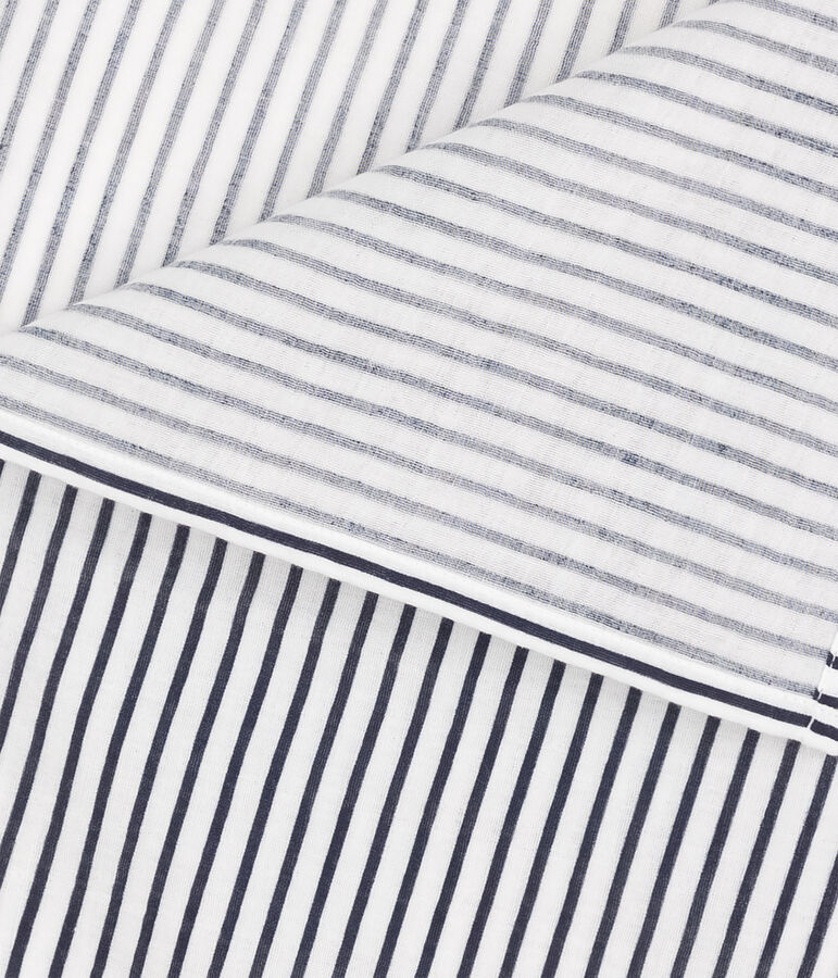 STRIPED COTTON GAUZE MUSLIN FOR BABY white/blue