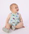 Babies' short cotton playsuit with an ice cream print blue/multicolor