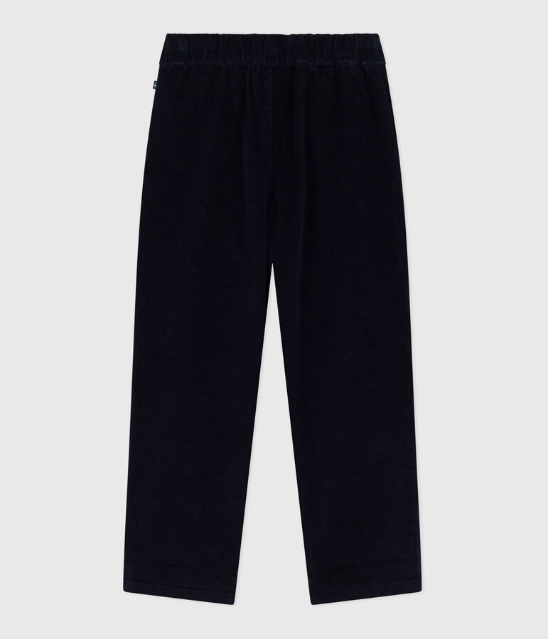 Children's straight plain corduroy trousers blue