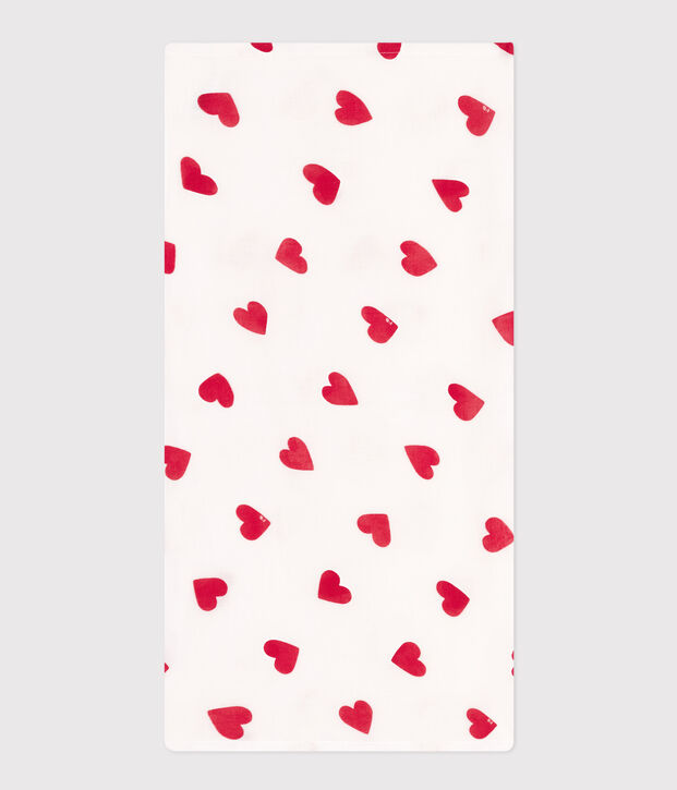 HEART PRINT COTTON GAUZE MUSLIN FOR BABY white/red