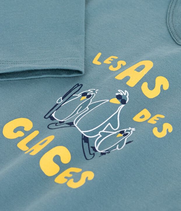 Long-sleeved cotton baby t-shirt blue