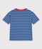 Children's short-sleeved stripy cotton T-shirt CREPUSCULE blue/MARSHMALLOW