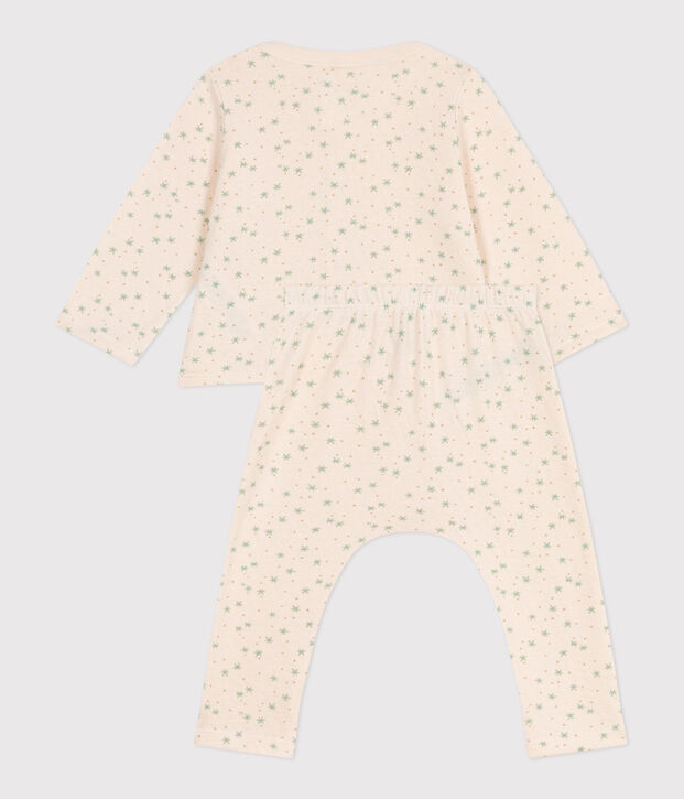 Babies' two-piece cotton outfit Ecru/multicolor