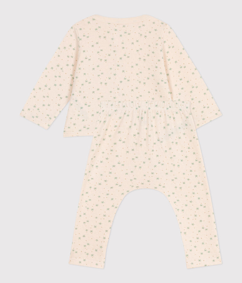 Babies' two-piece cotton outfit Ecru/multicolor