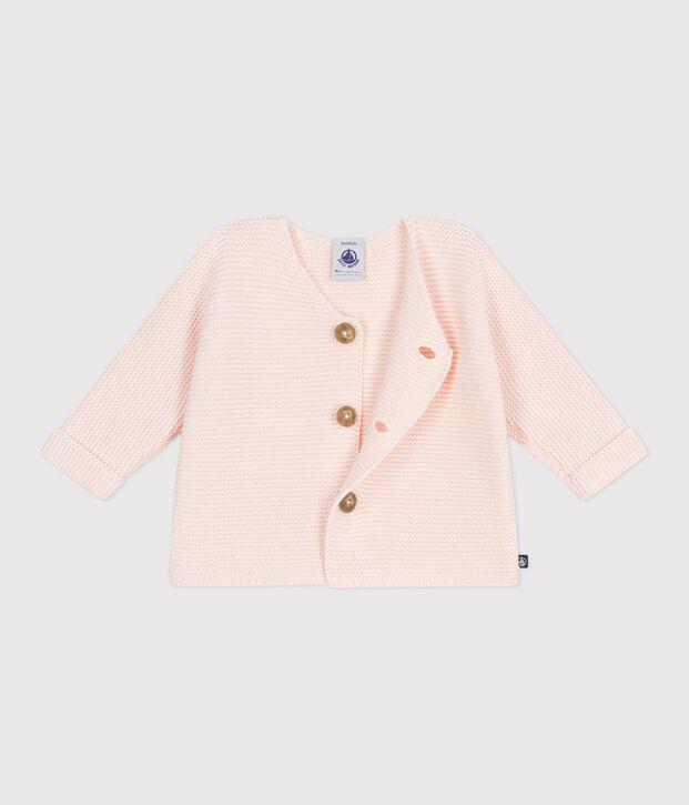 Babies' moss stitch cotton cardigan FLEUR