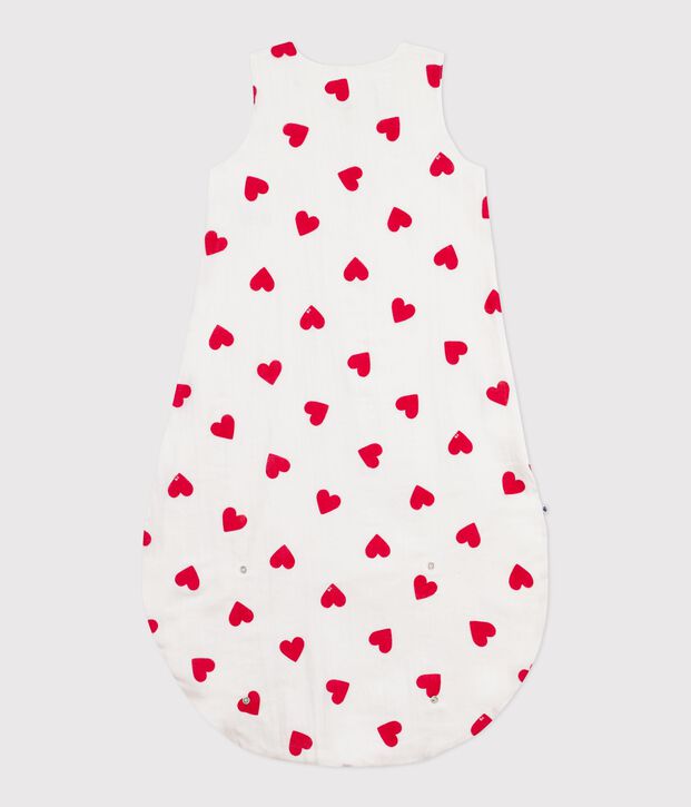 Babies' 1 TOG heart-patterned cotton sleeping bag white/red