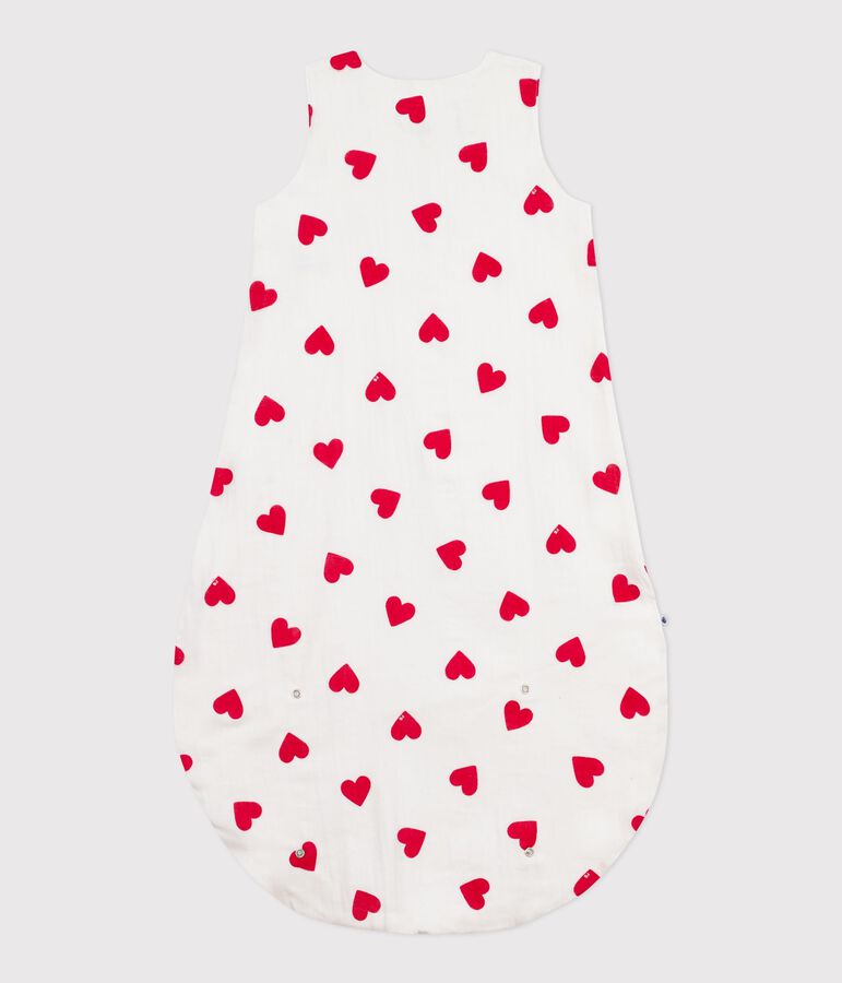 Babies' 1 TOG heart-patterned cotton sleeping bag white/red