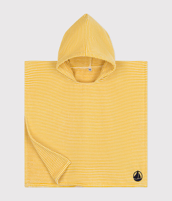 Children's stripy terry poncho NECTAR yellow/AVALANCHE