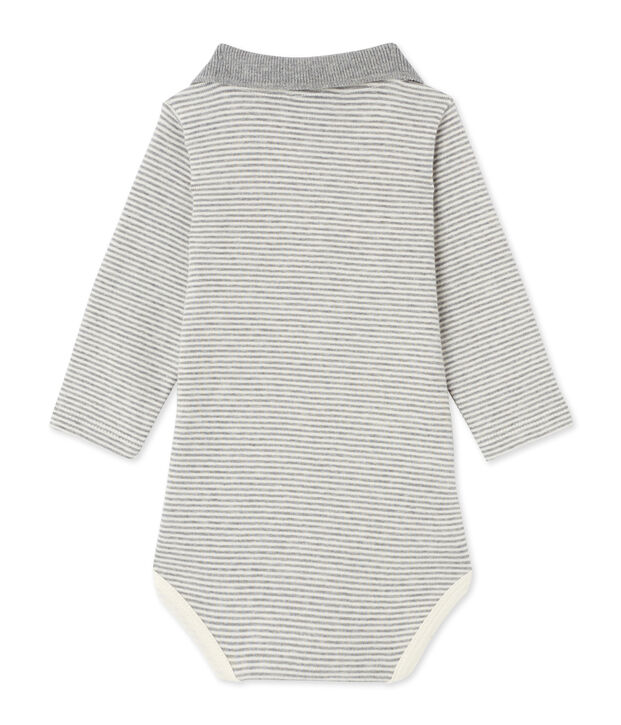 Baby boy's milleraies striped bodysuit grey/white