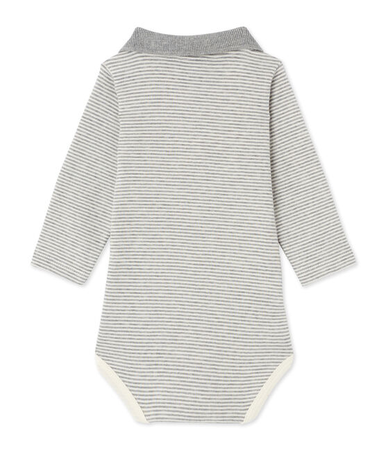 Baby boy's milleraies striped bodysuit SUBWAY grey/COQUILLE beige