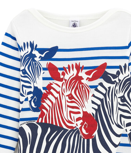Boys' Creative Striped Top MARSHMALLOW white/PERSE blue