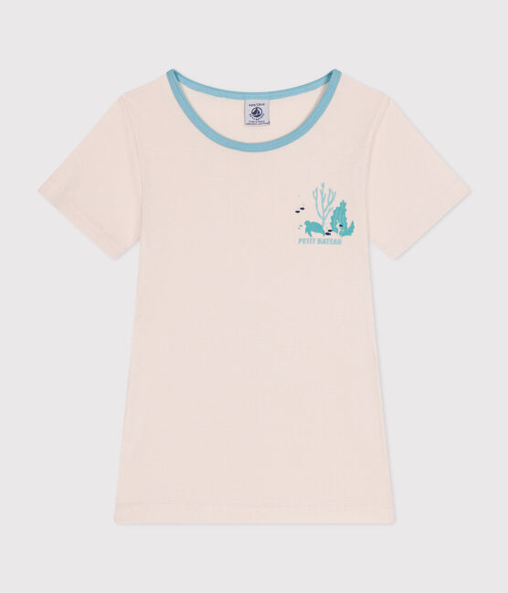 Children's short-sleeved cotton T-shirt PANACOTTA beige