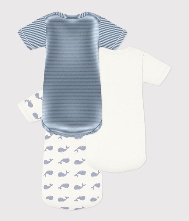Pack of babies' short-sleeved whale print cotton bodies multicolor