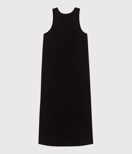 Women's long cotton vest dress BLACK black