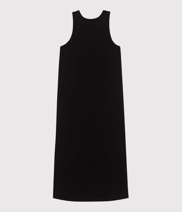 Women's long cotton vest dress black