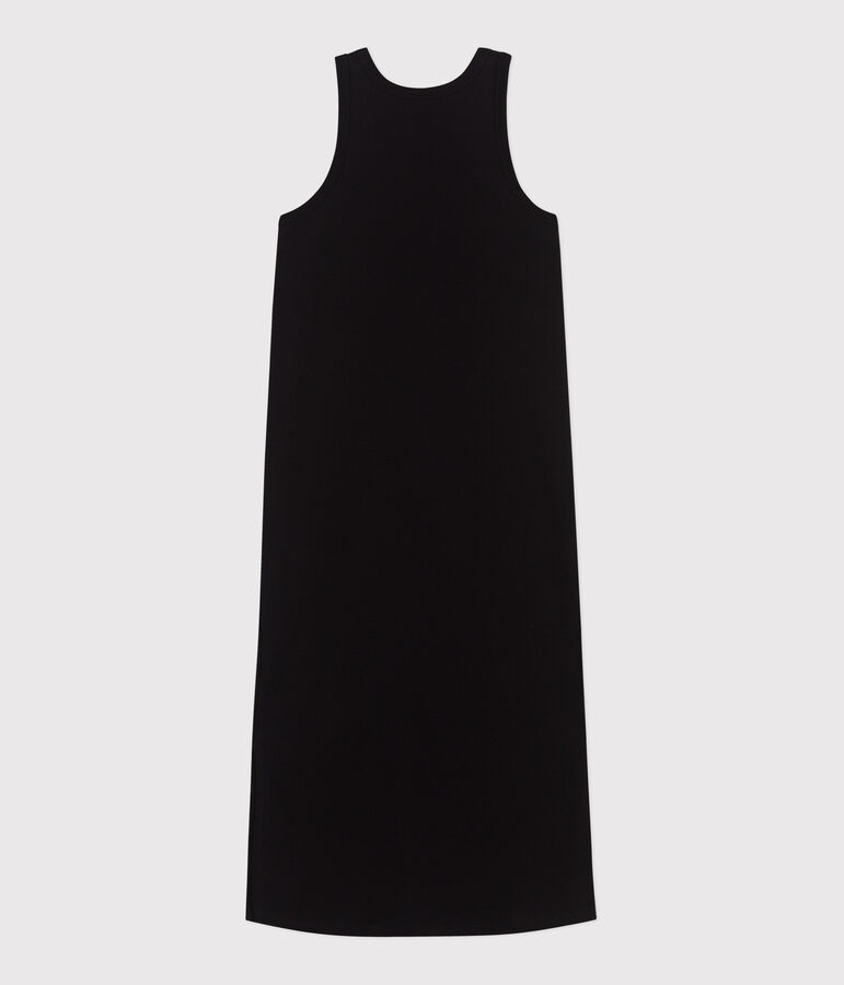 Women's long cotton vest dress black