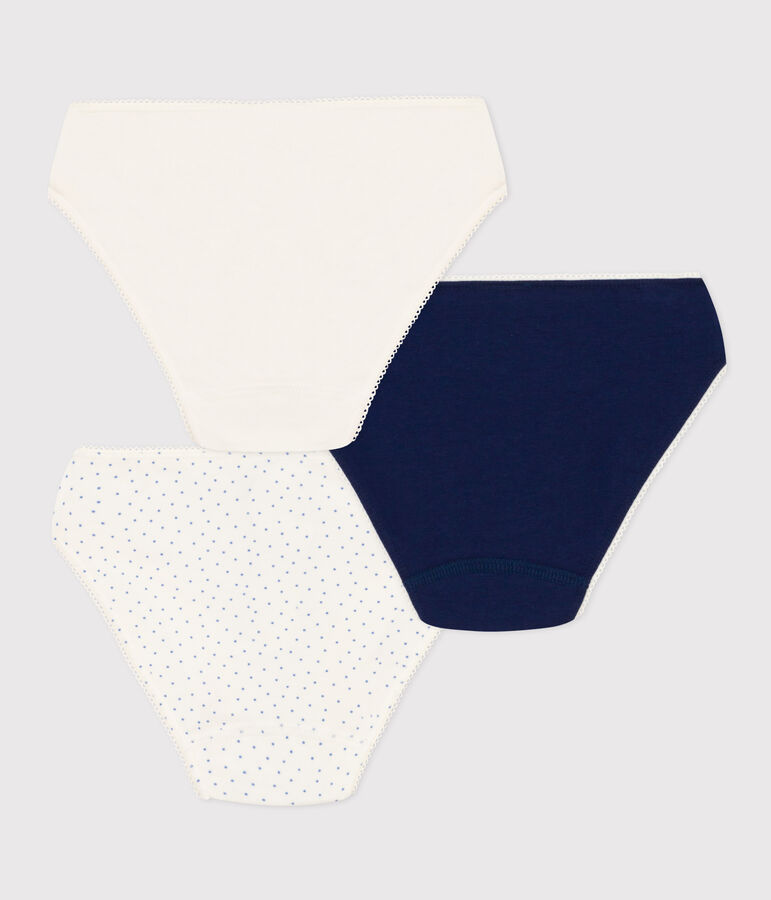 Girls' Spotted Cotton and Elastane Briefs - Pack of 3 multicolor