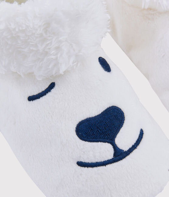 Children's Fleece Bear Bootees MARSHMALLOW white